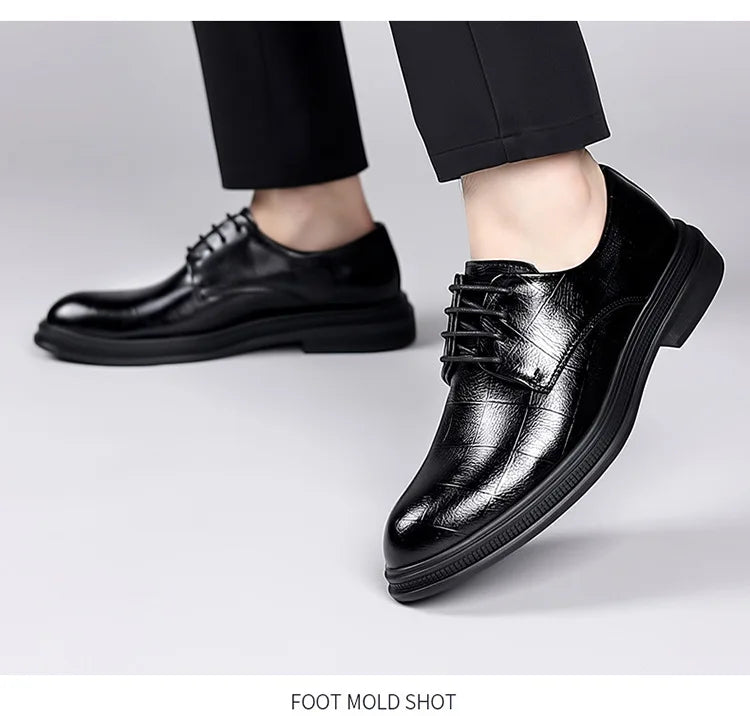 Social, Aumenta Altura 6 cm Sapato Social em Couro Preto.