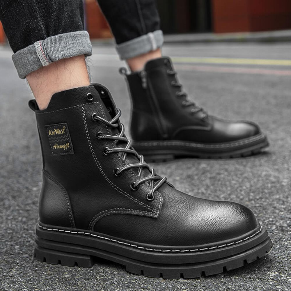 Lossac Ank Bota Couro Masculina Aumenta Altura 7 cm - Preta