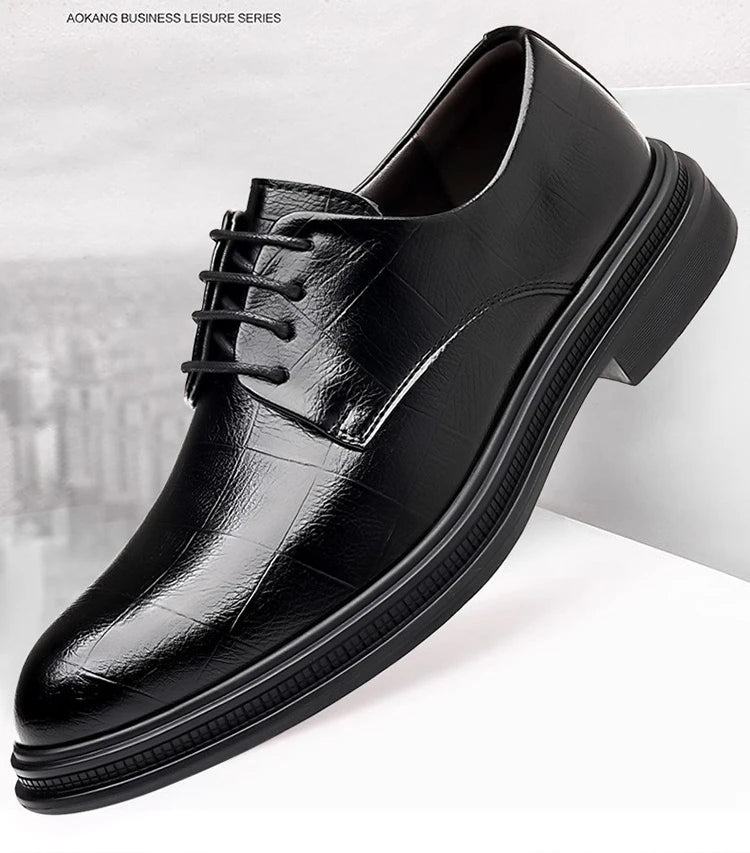 Social, Aumenta Altura 6 cm Sapato Social em Couro Preto.