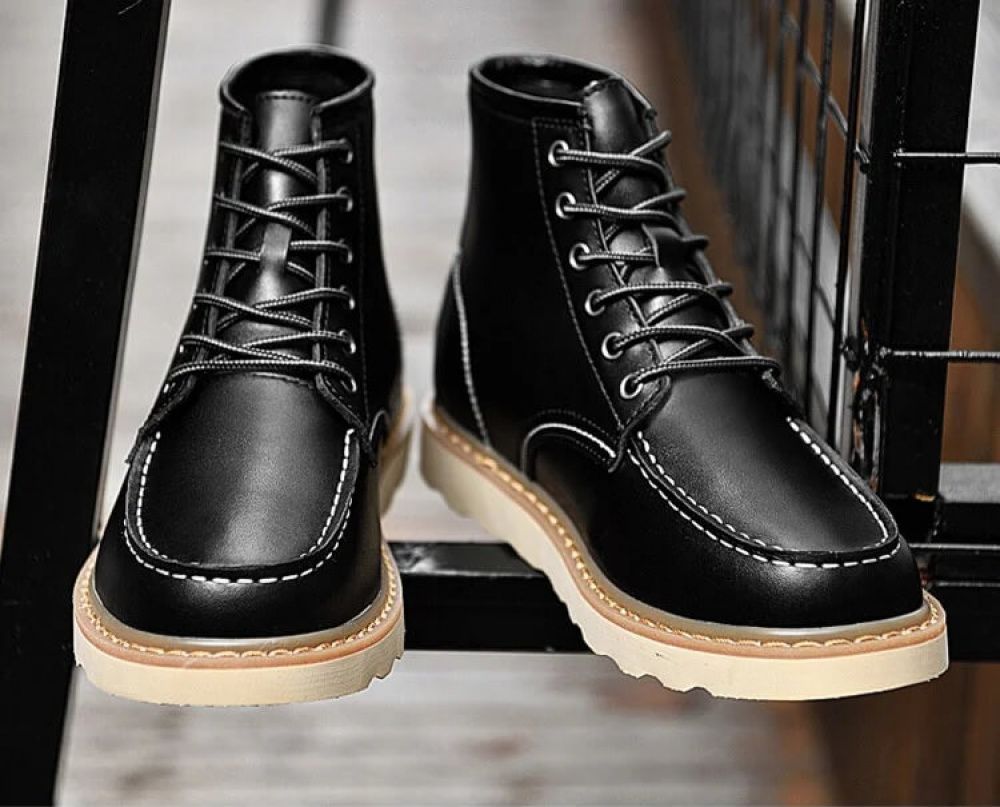 Botas Lossac Casual Couro Aumenta Altura 10 cm - Preta