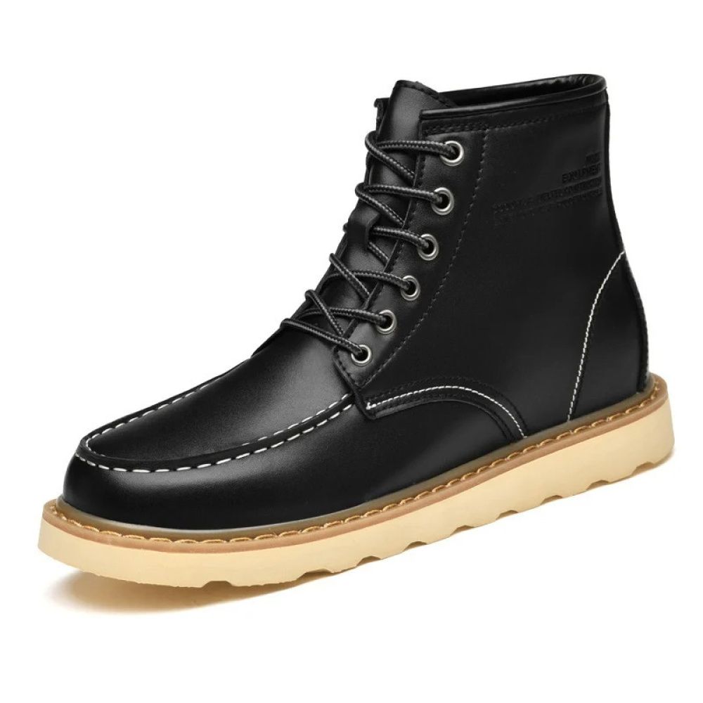 Botas Lossac Casual Couro Aumenta Altura 10 cm - Preta