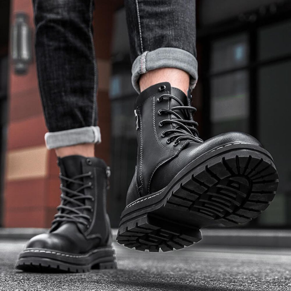 Lossac Ank Bota Couro Masculina Aumenta Altura 7 cm - Preta